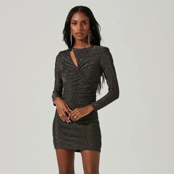 ANTHROPOLOGIE x ASTR THE LABEL Akira Rainbow Metallic Cutout Ruched Dress {3F28} - Picture 6 of 9